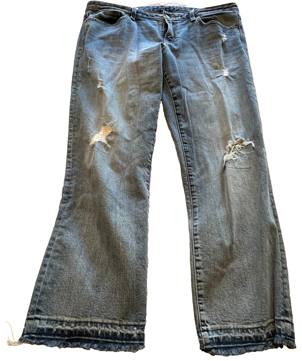 Gap 1969 Womens Jeans Real Straight Size 33 Distressed Raw Hem Pants 33 x 26.5